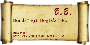 Berényi Boglárka névjegykártya